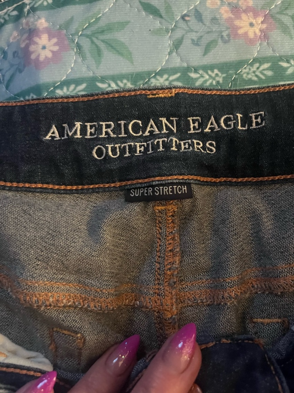 American Eagle Outfitters Dark Blue Distressed Boot Cut Jeans - Picture 2 of 4